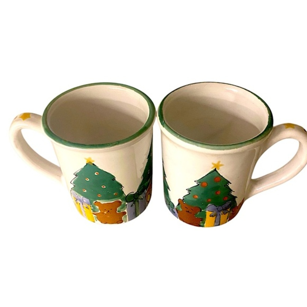 Starbucks Christmas Tree Design  handpainted in Hungry signed by Artist 2 Mugs
